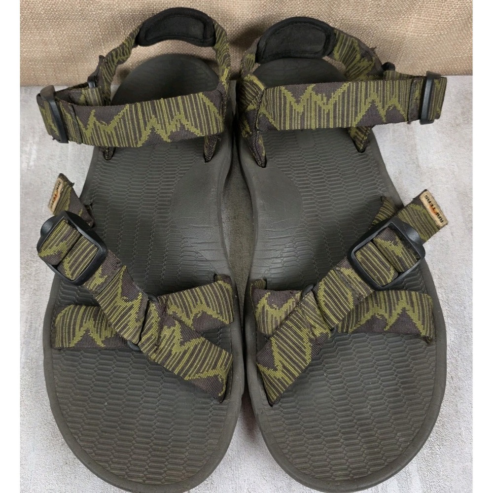 Rafters Stillwater Mountains Eco Green Camo Fabric Open Toe Sandals Men's Sz 10M
